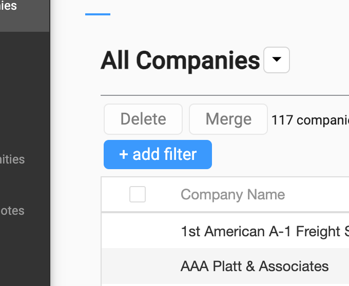 Filtering companies